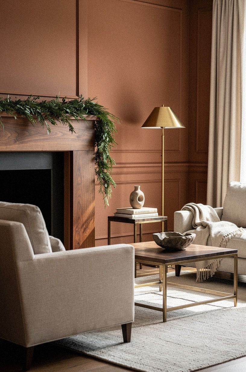 Hang a narrow garland over the mantel edge