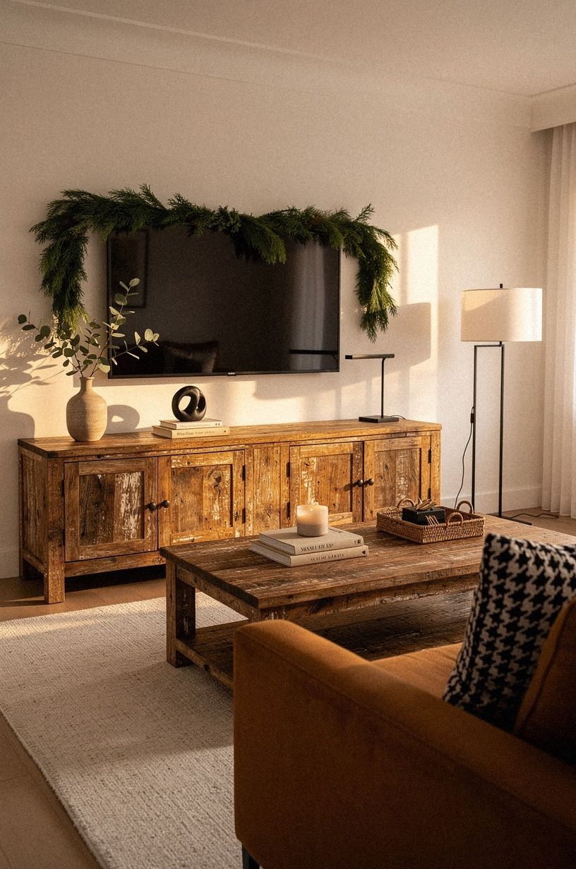 14 Christmas Mantel Garland Ideas That Work Under a TV, Stylish Fixes