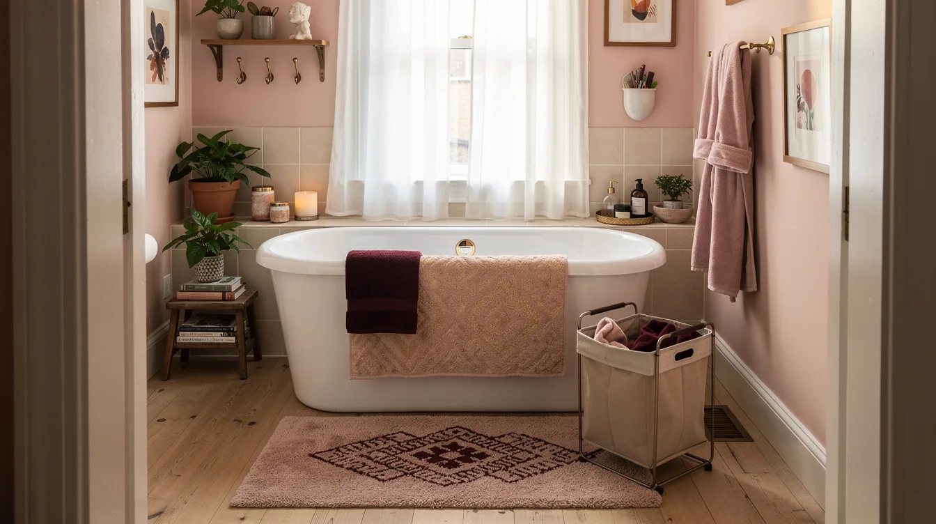 Add a Washable Runner by the Tub