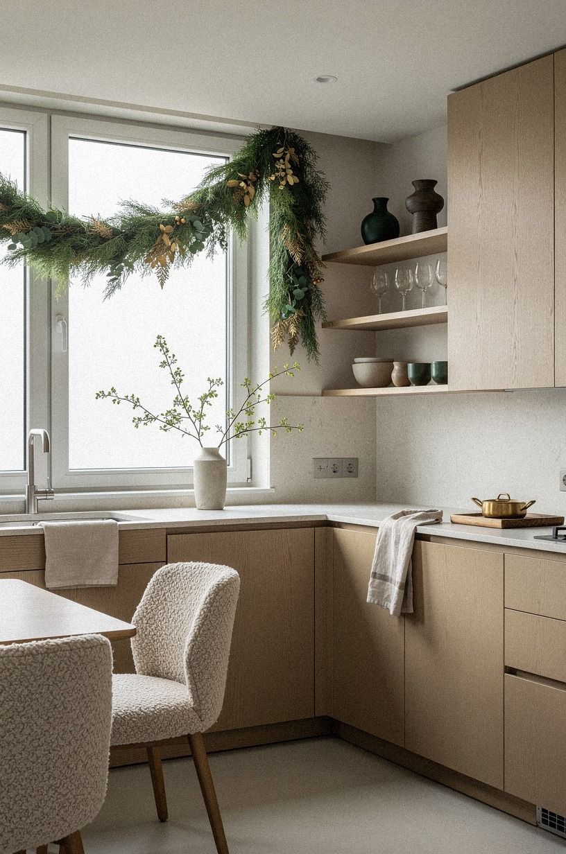 Hang a Window Garland with a Soft Asymmetrical Sweep