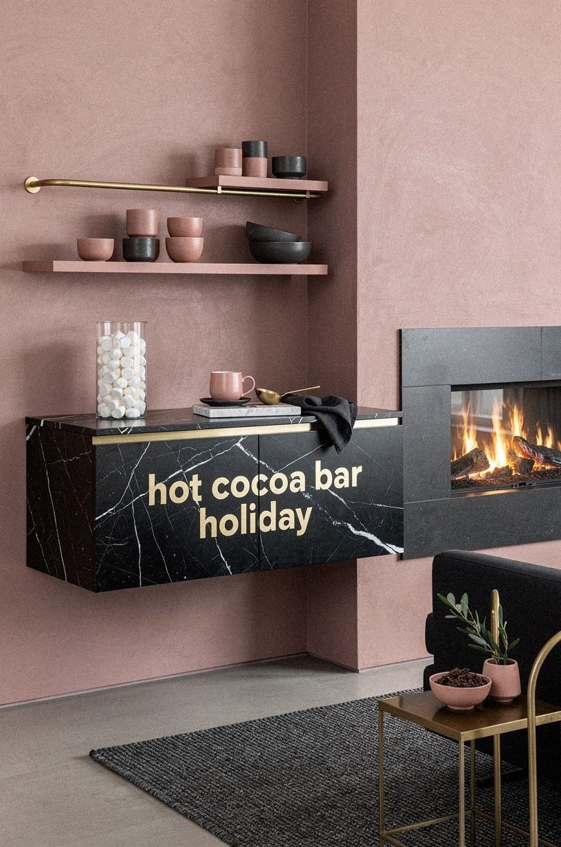 Float a Hot Chocolate Station Beside the Fireplace