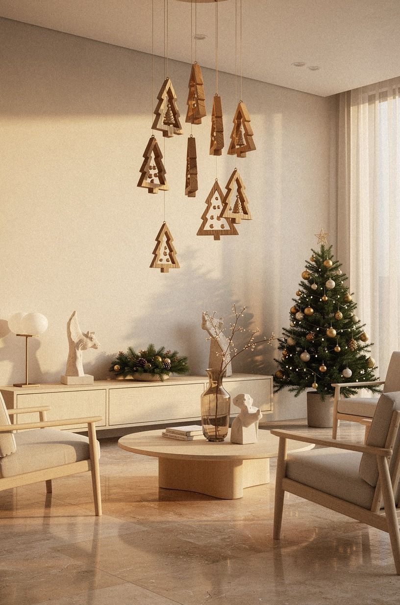 Hang Wood Christmas Decor at Three Visual Levels