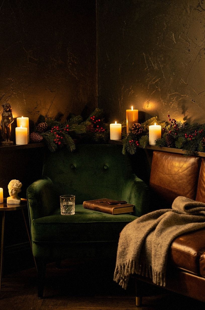 Mix Leather, Mohair, and Dark Green Linen