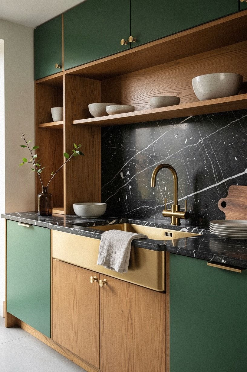 Frame the Sink With Oak Shelving