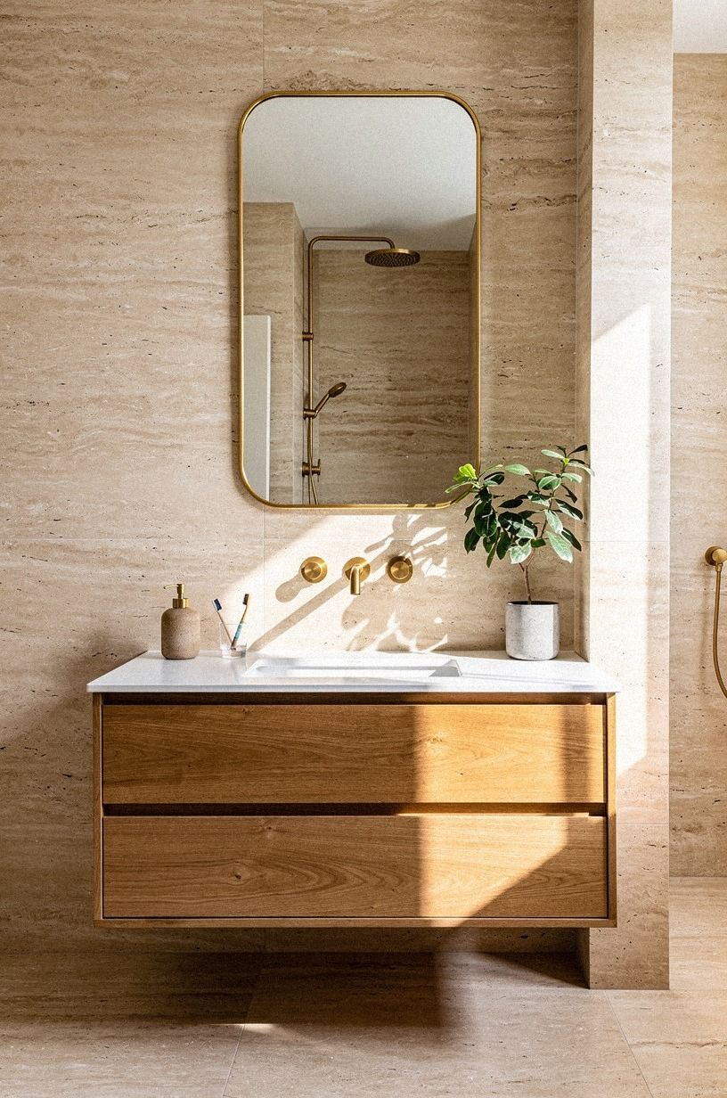 Can a rental get the travertine and wood look?