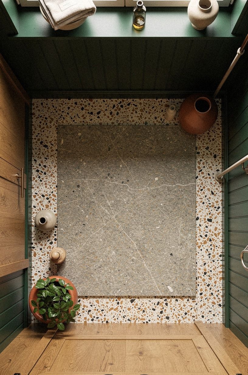 Choose a compact shower with stone texture