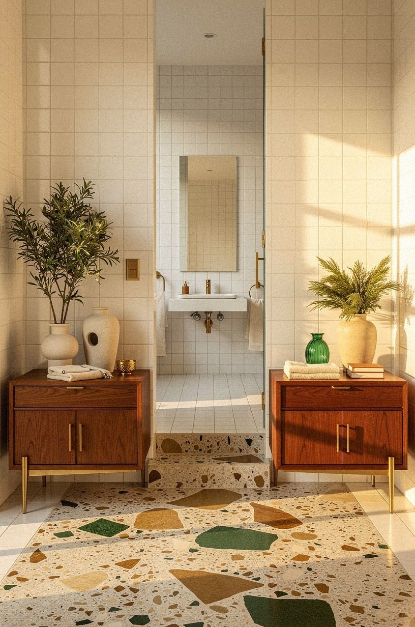 Contrast Brown Over White Tile