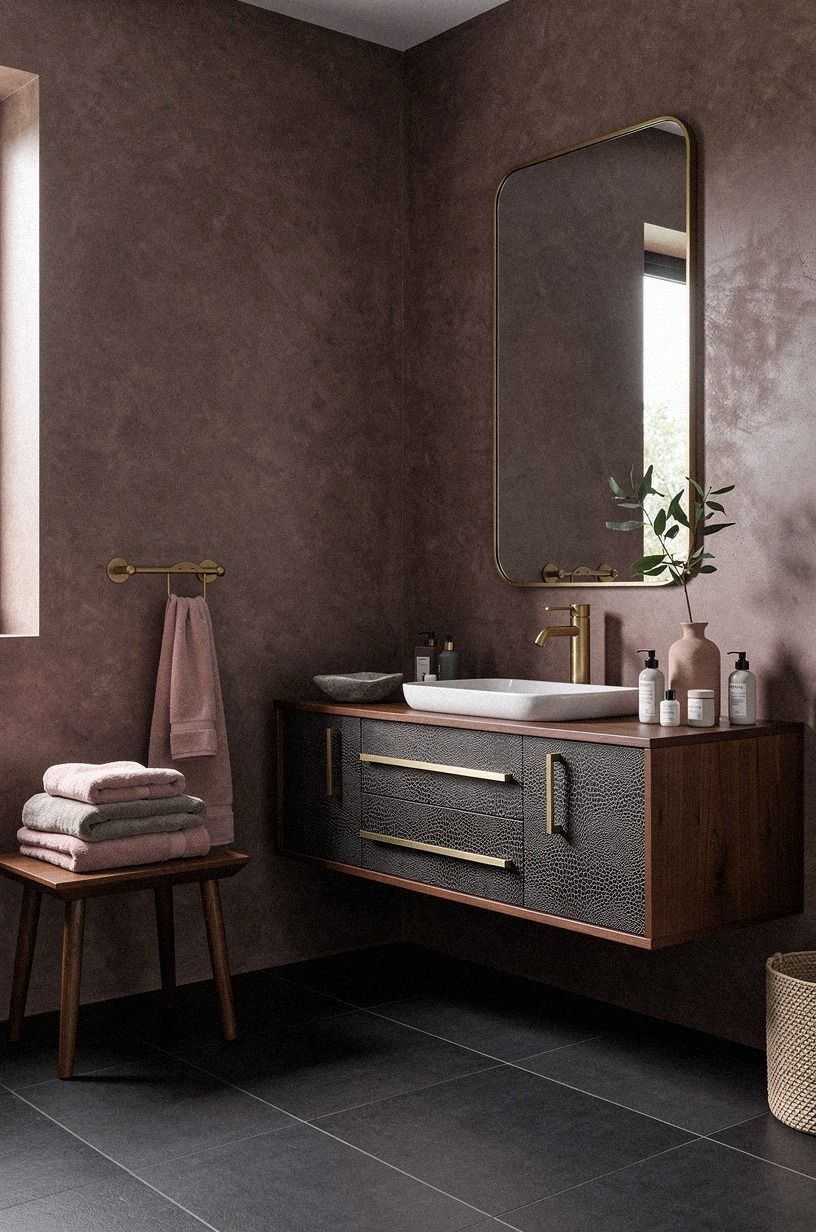 Finish the Brown Moody Bathroom With Texture