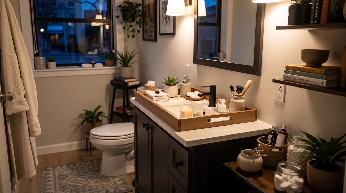 Cover the Vanity Top with a Tailored Tray