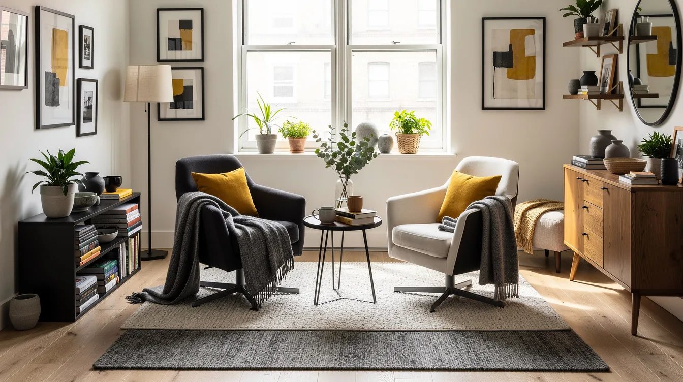Face Two Swivel Chairs Across a Round Table