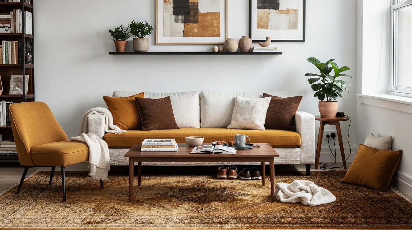 Slide a Backless Bench Behind the Coffee Table