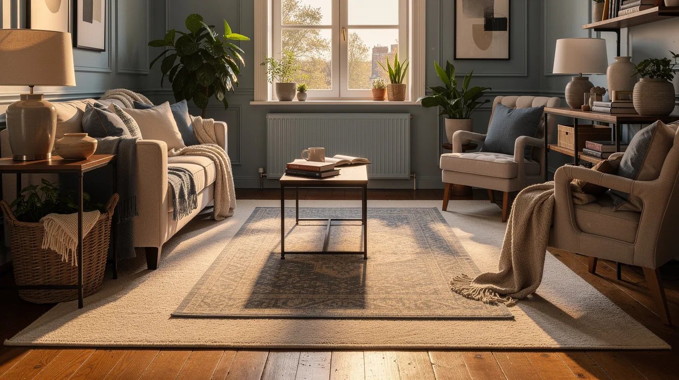 Layer a Small Rug Over a Neutral Base