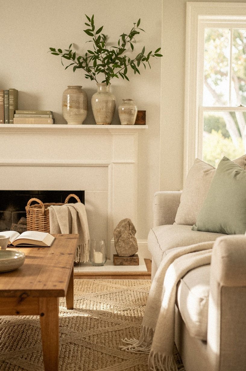 Mix books, pottery, and one living branch