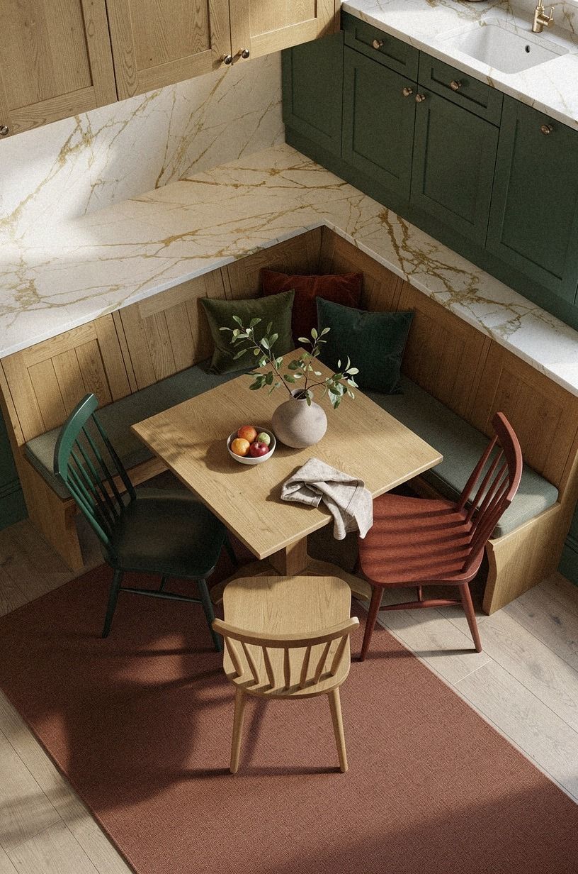 Can a corner table nook work with mismatched chairs?