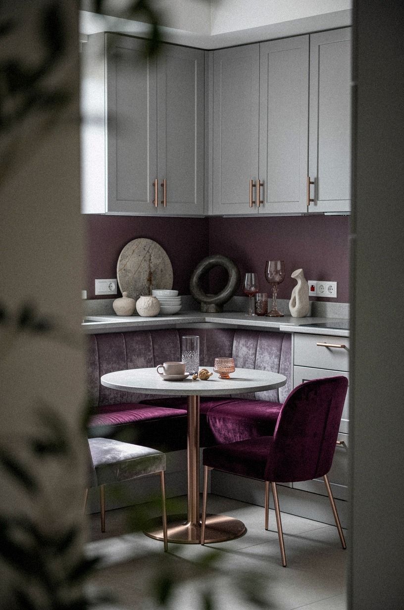 Float a round table in the corner table nook