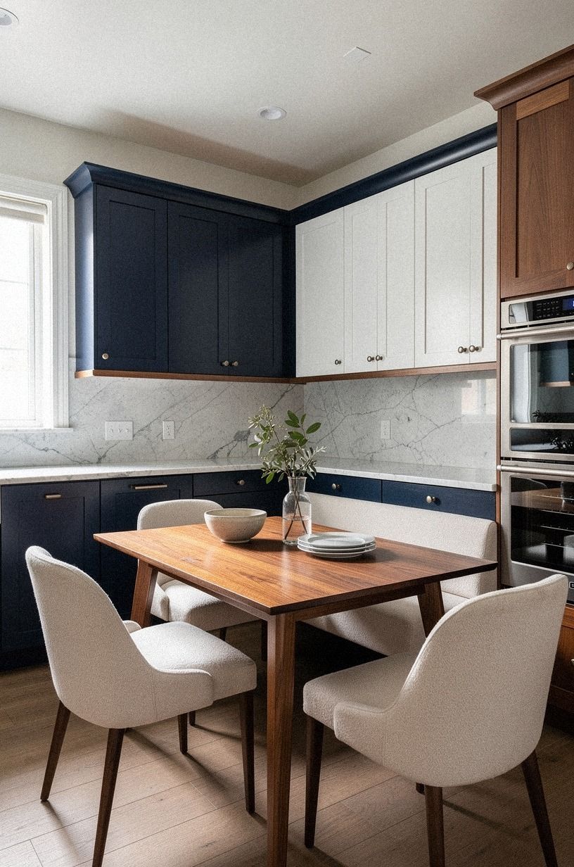 Paint the ceiling to widen kitchen corner seating