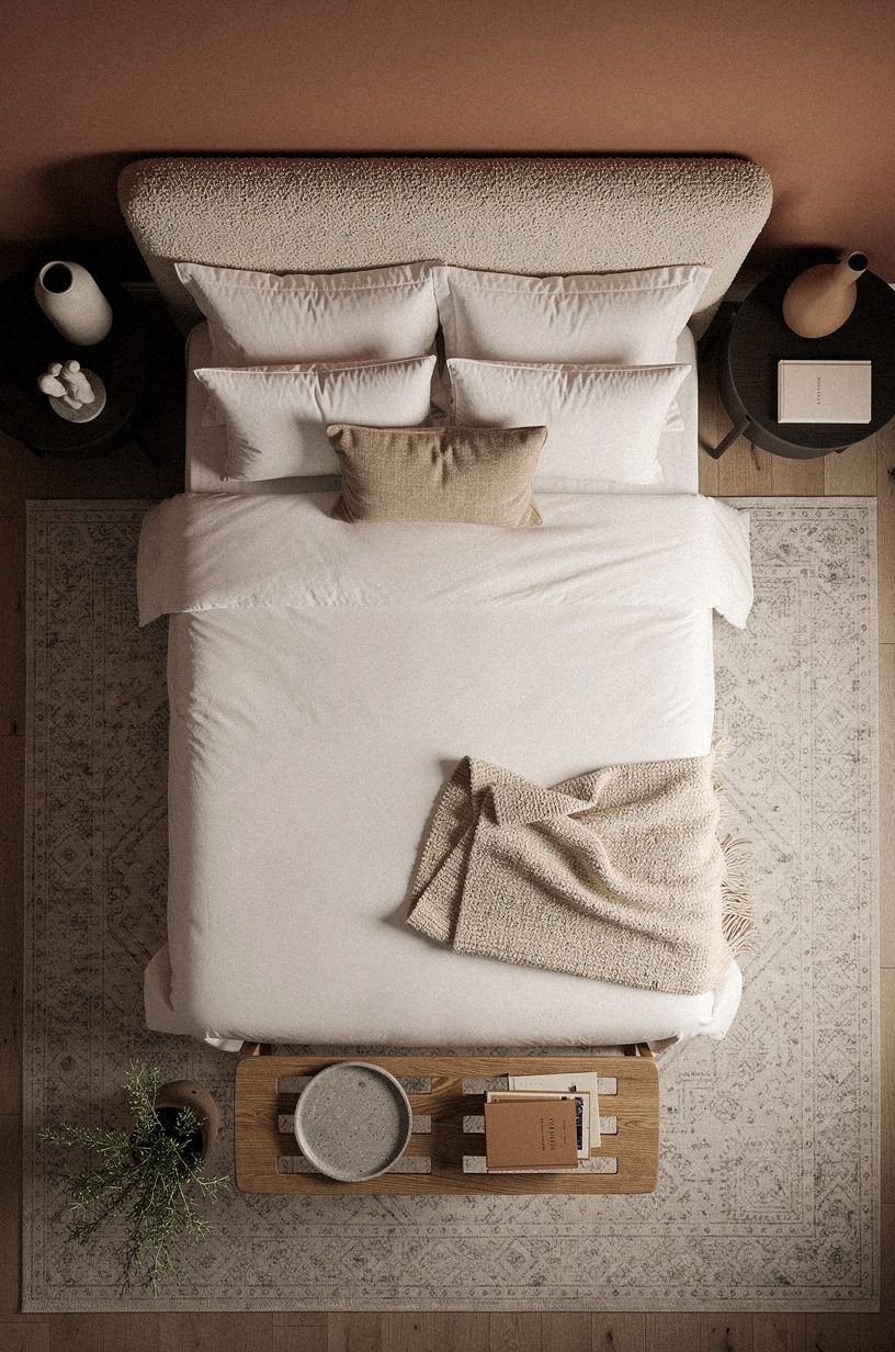 Frame the Bed with a Muted Clay Wall