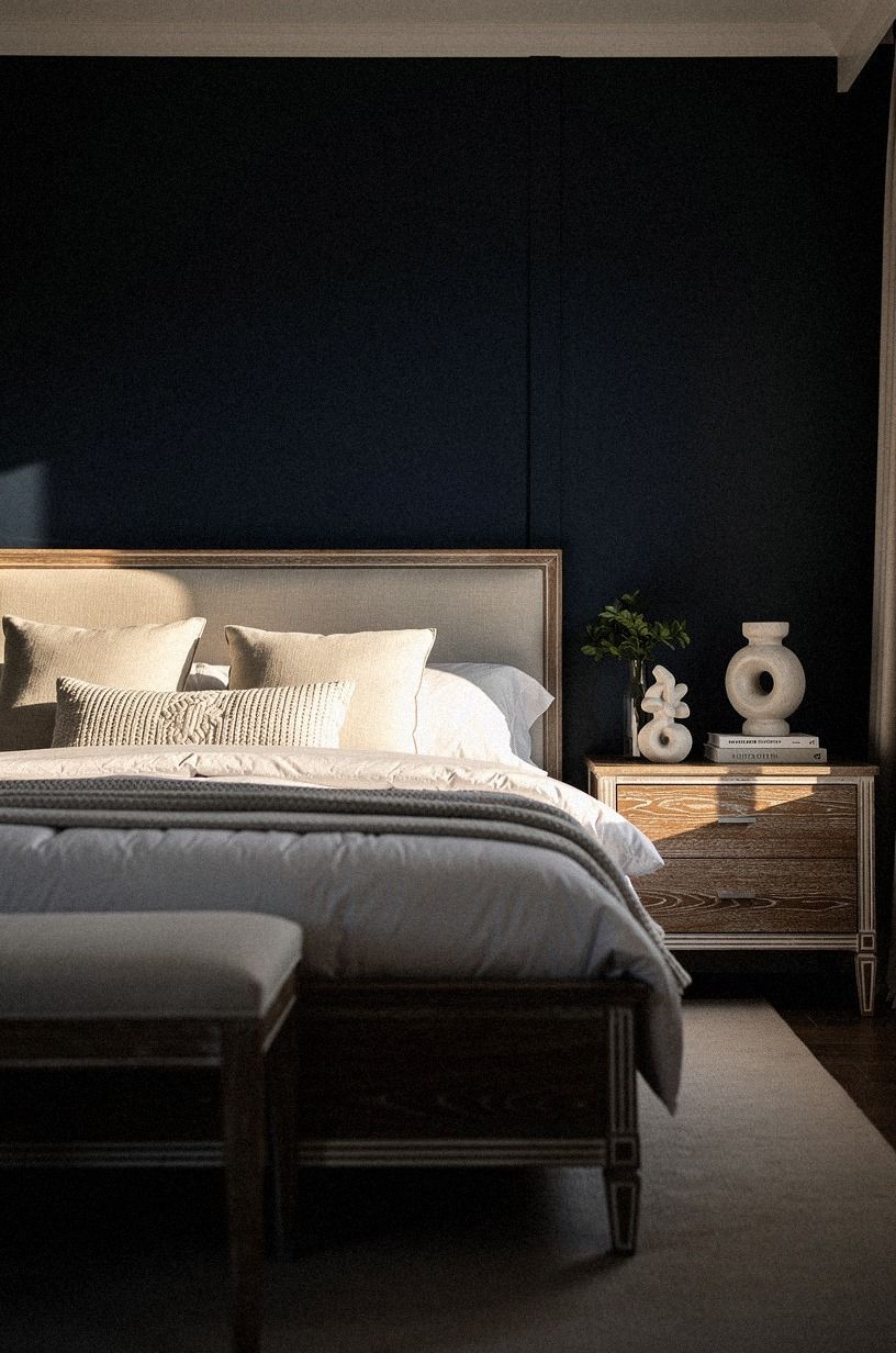 Pair Dark Walls with Pale Bedding