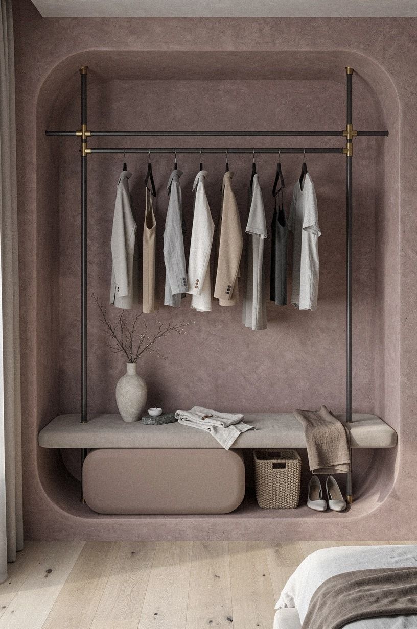Choose Open Rails Over a Bulky Wardrobe