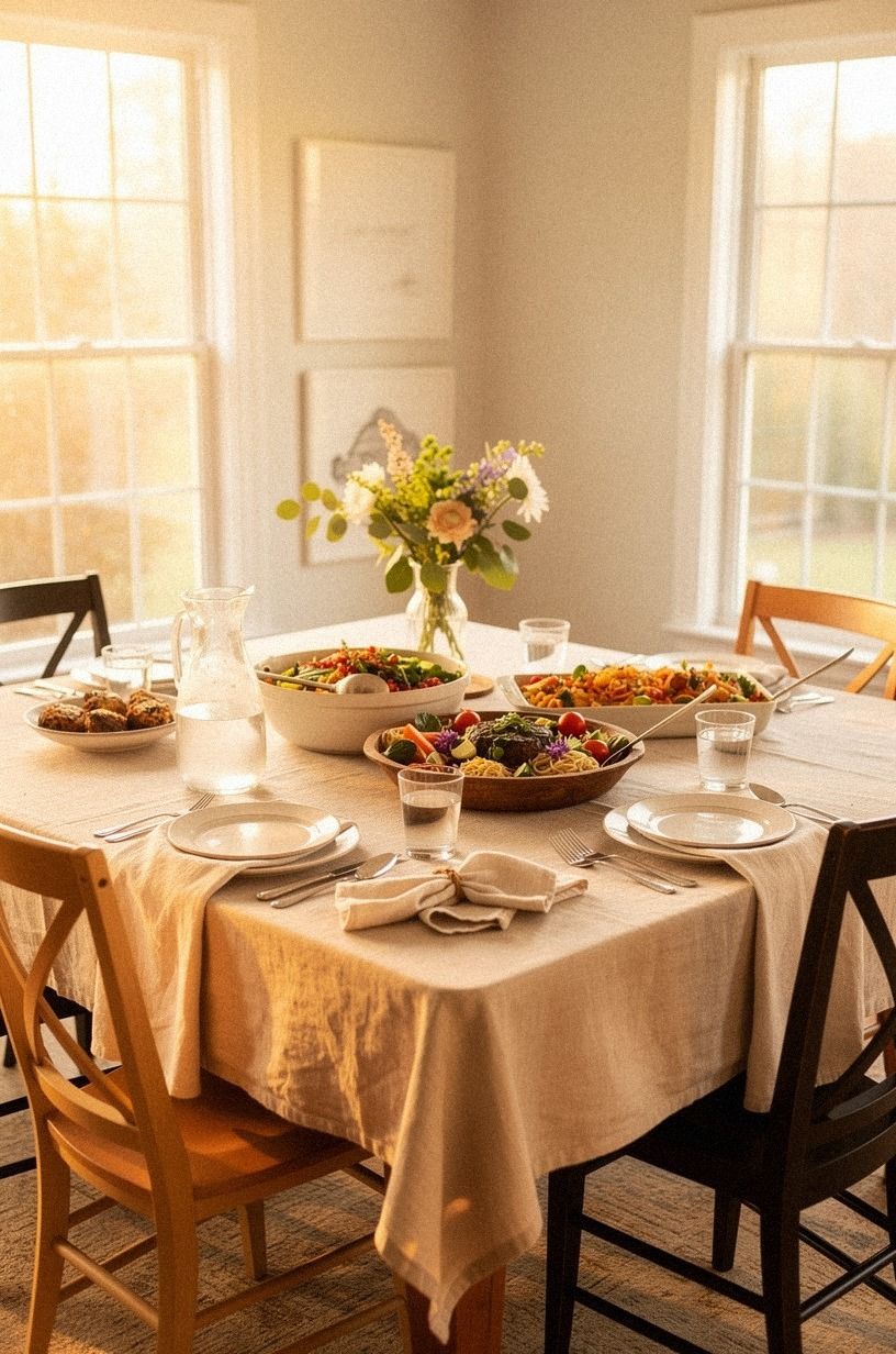 Layer linen and cotton where hands can reach