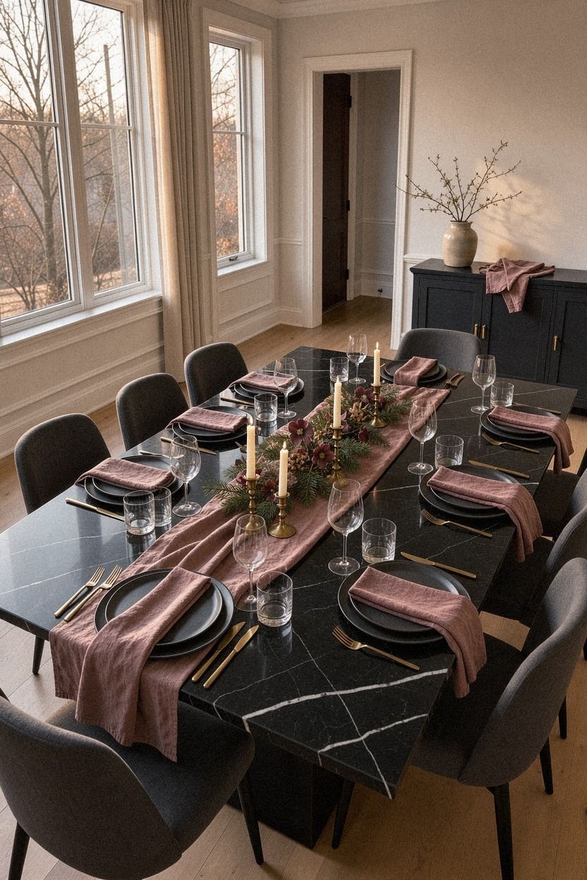 Layer Christmas Table Settings With a Linen Scarf