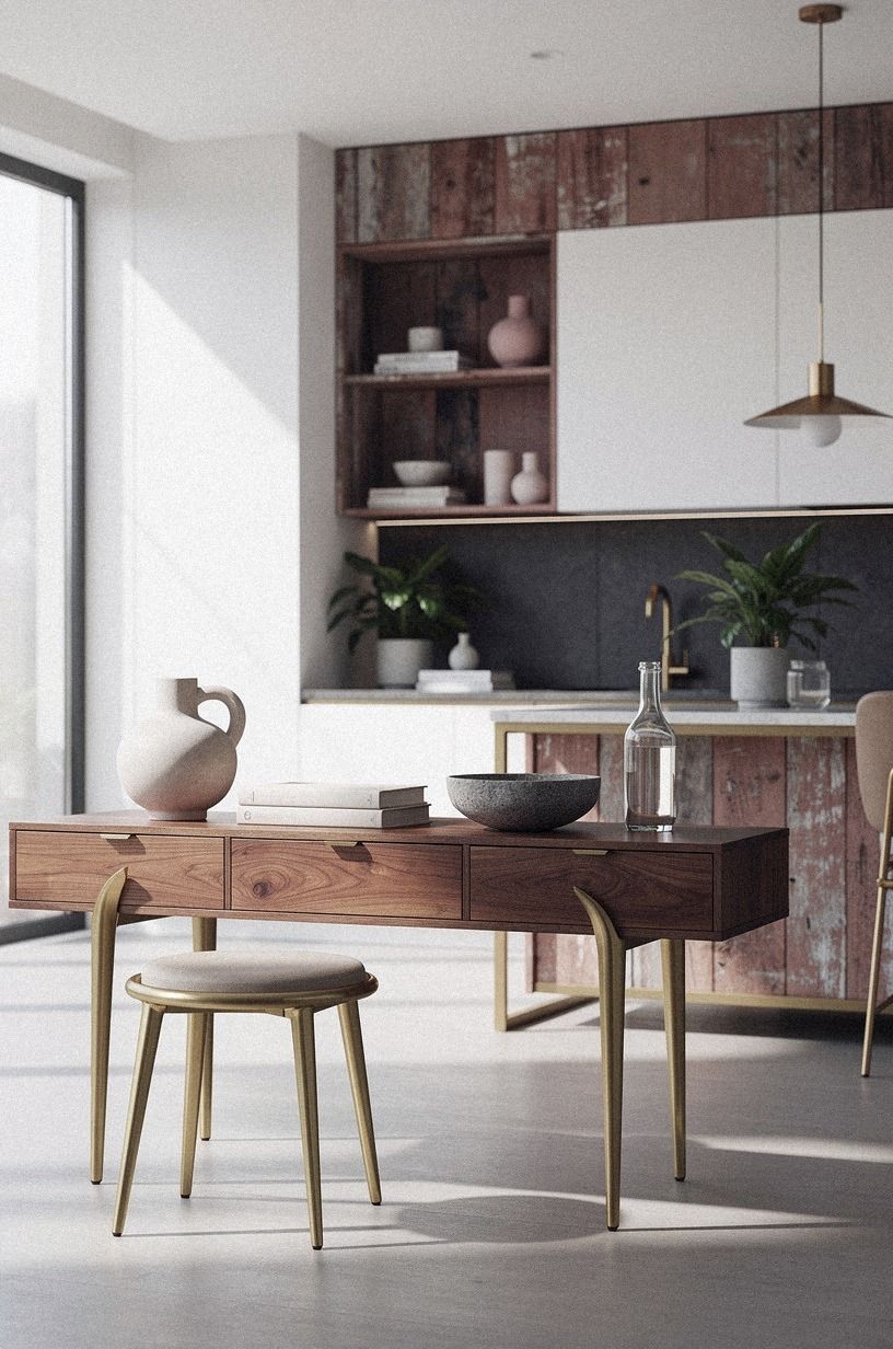 Mix white kitchen wood cabinets with open shelving