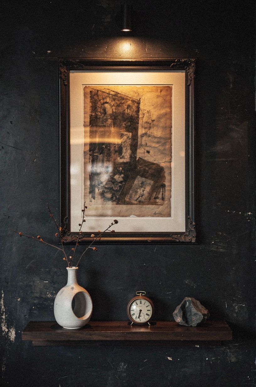 Choose dark paint over a gallery of tiny signs