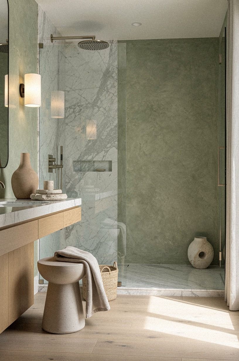 Layer Shower Marble with Quiet Texture