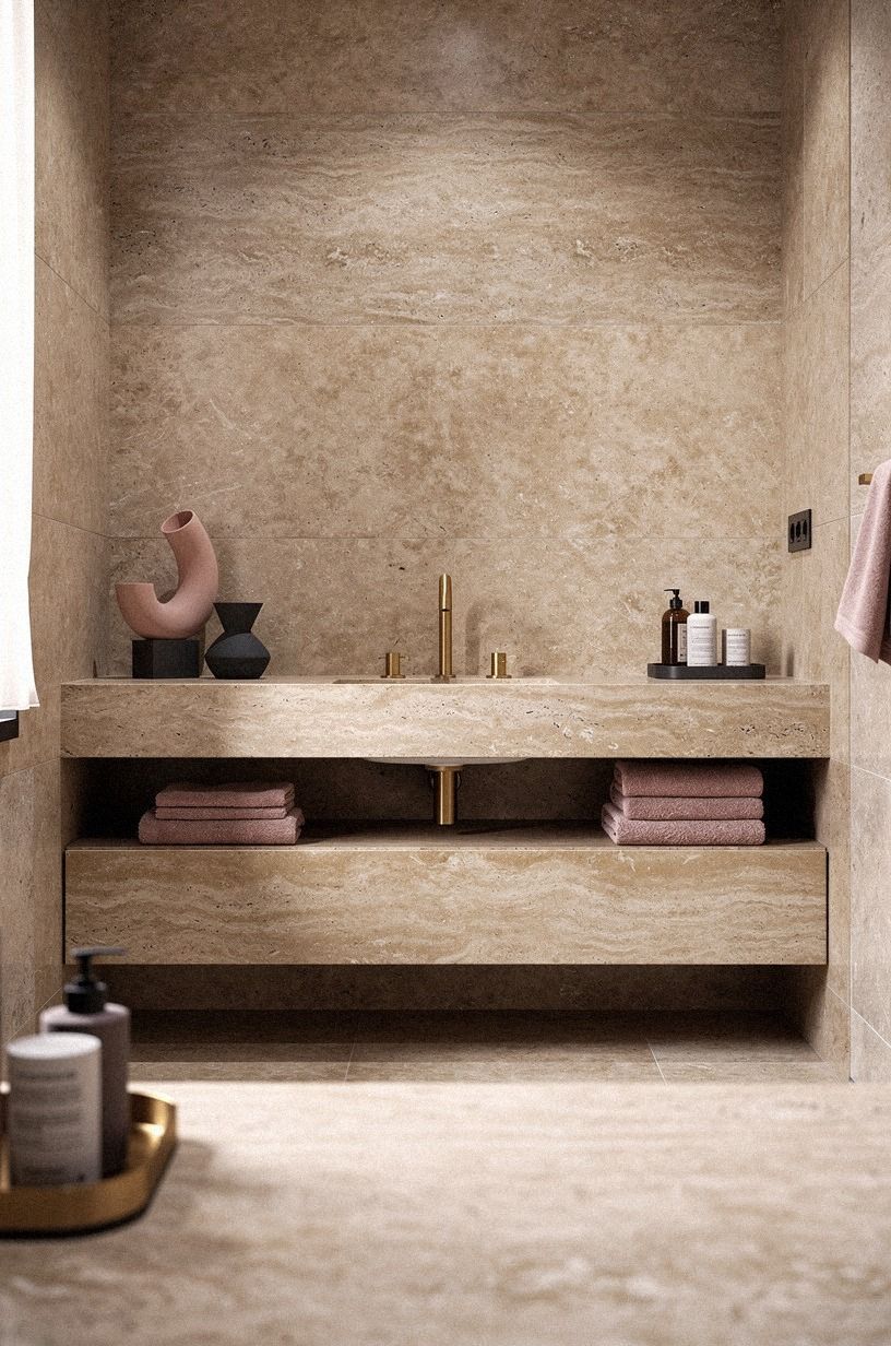 How to Create a Travertine & Marble Bathroom for Layered Luxury - 12 Ideas