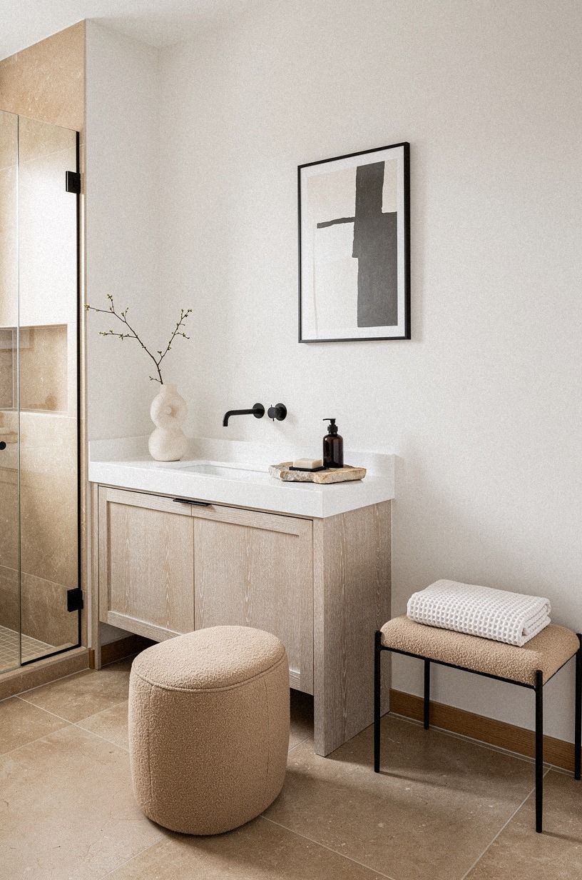 Anchor the sink with a cerused oak detail