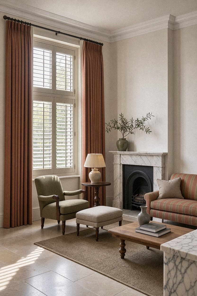 Mix Thermal Lined Curtains With Interior Shutters