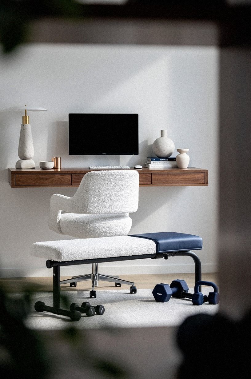 Hang the Desk Above the Workout Bench