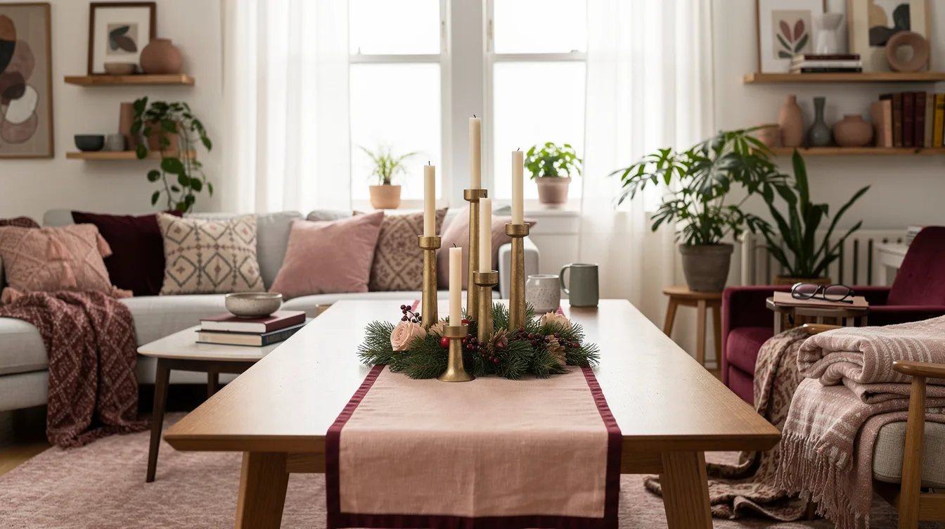 Stack Brass Candlesticks with Fir