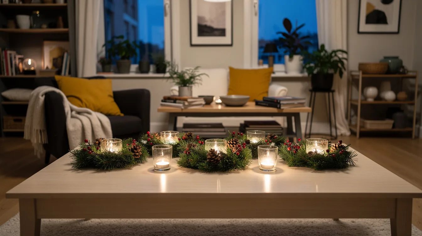 Repeat Mini Wreaths Down the Center