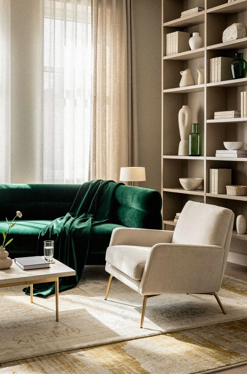 Add textiles that soften the hard lines