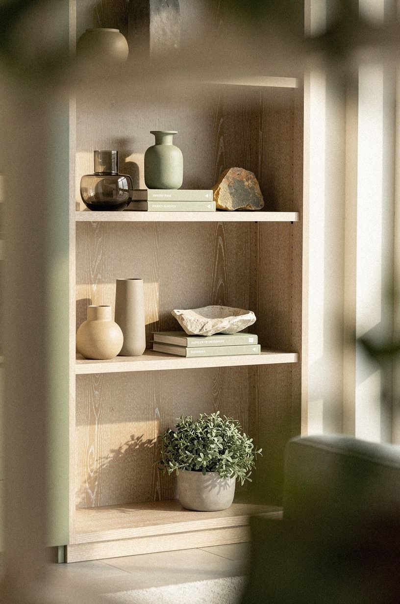Curate the bottom shelf for weight