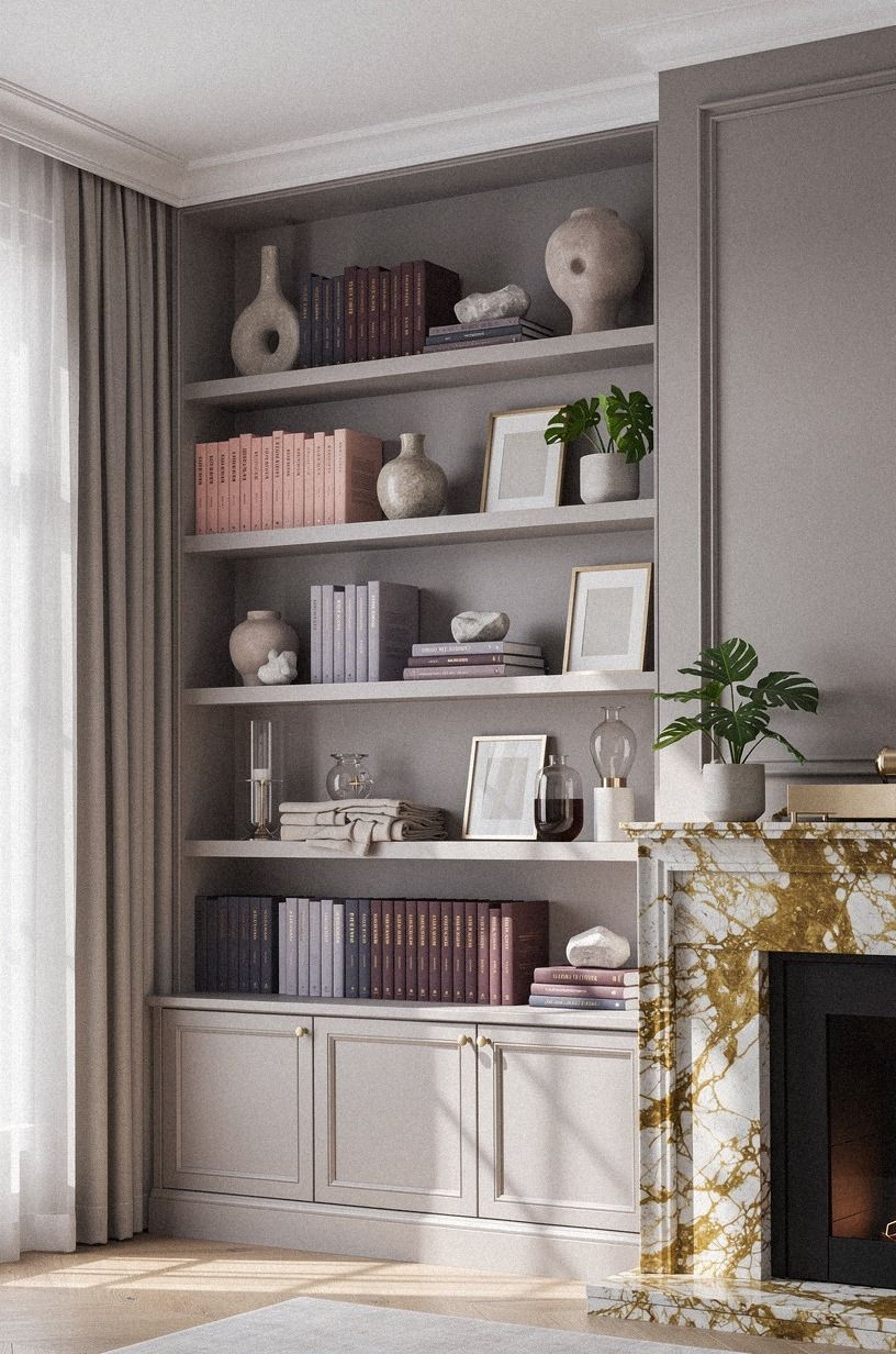 Timeless Nancy Meyers Bookshelf Styling for a Cozy, Lived-In Library Look