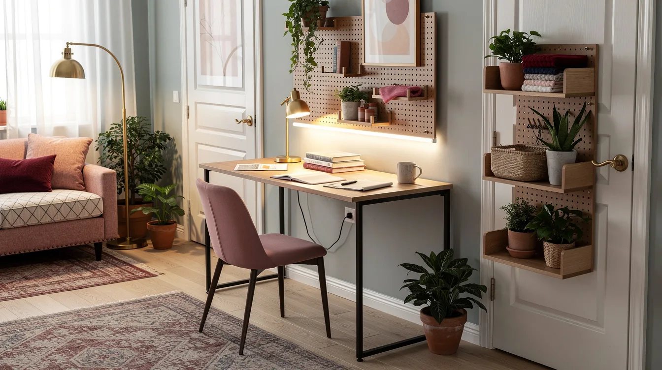 Pair a Slim Desk With an Over-Door Rack