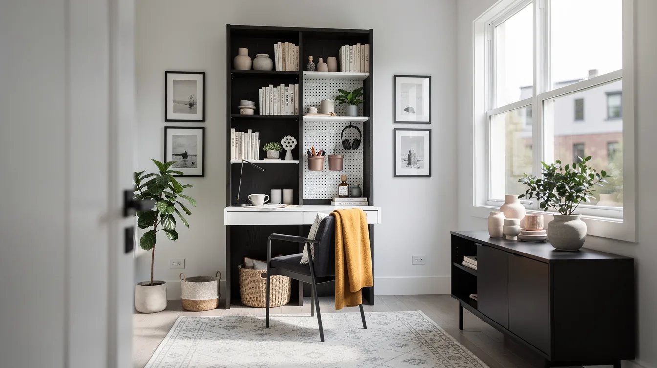 Use a Bookcase as the Wall Behind the Desk