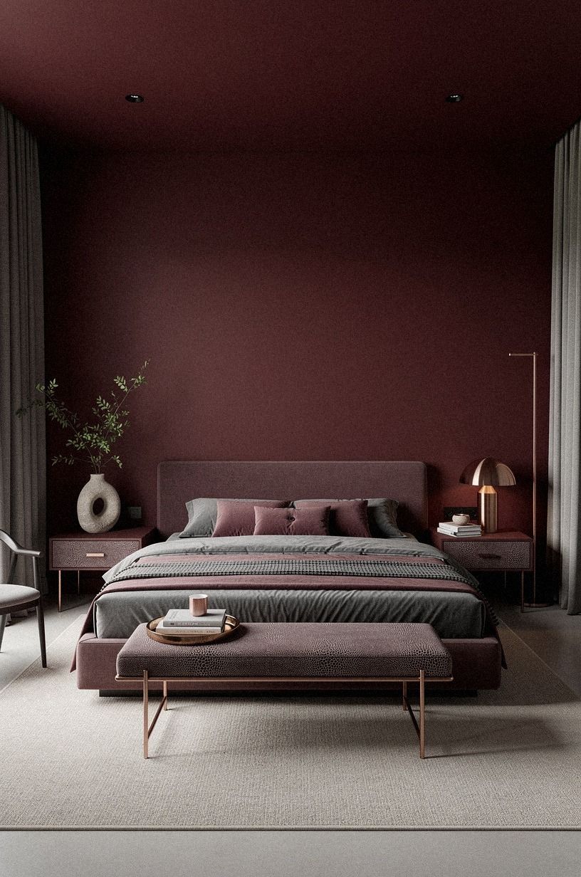 Should You Paint the Ceiling Too in a Dark Red Room Aesthetic Bedroom?