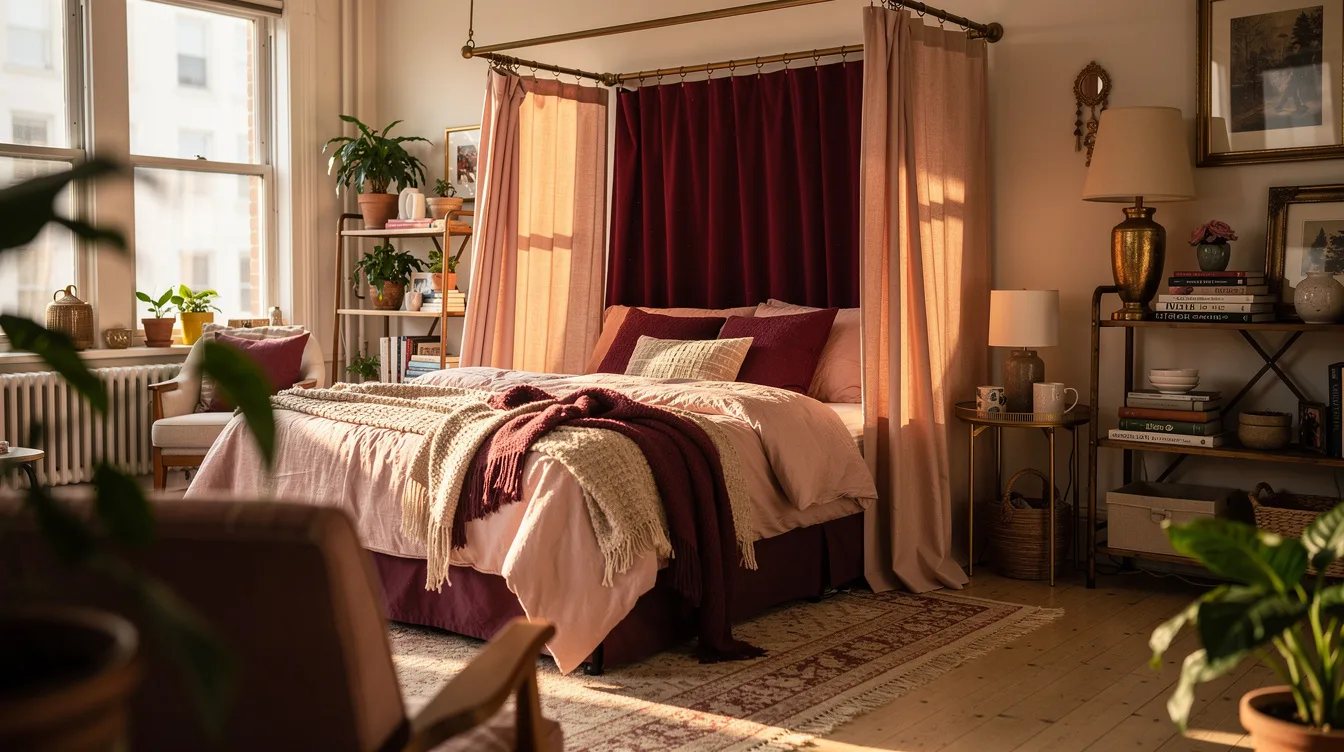 Hang IKEA Curtains Around the Bed