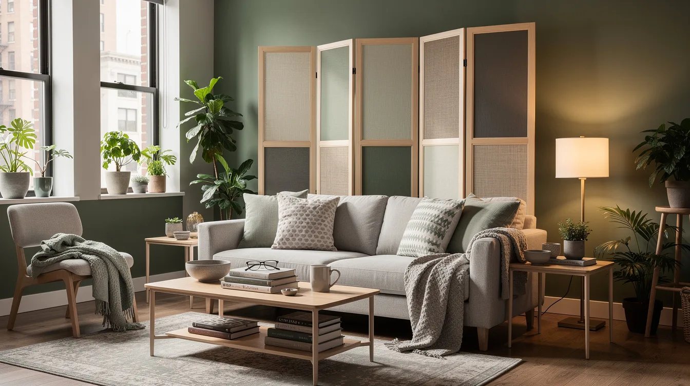 Use a Folding Screen Behind the Sofa