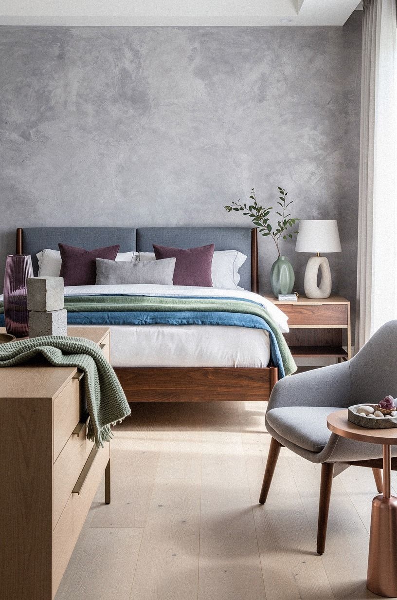 Build the Two-Wood Rule for Blue and Green Master Bedroom Decor