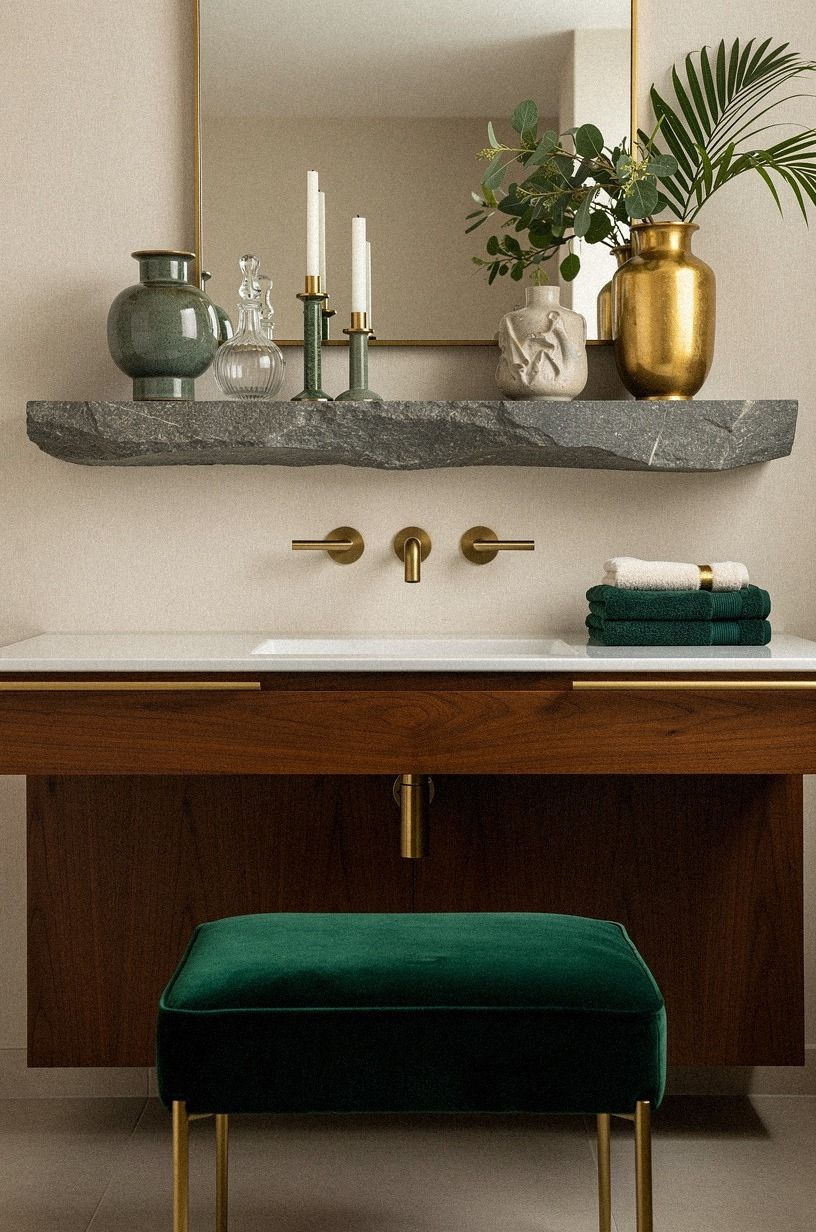 Float a Thick Stone Shelf Above the Vanity