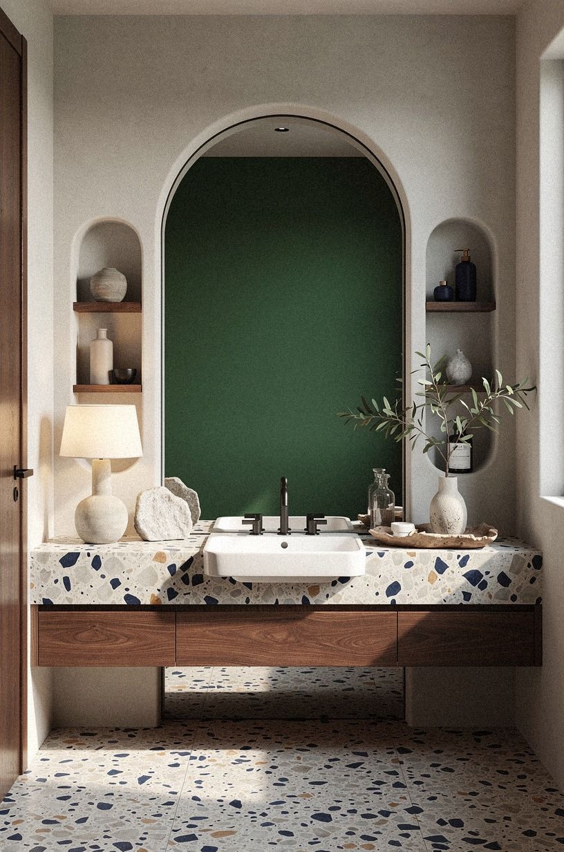 Paint Green Behind an Arched Mirror