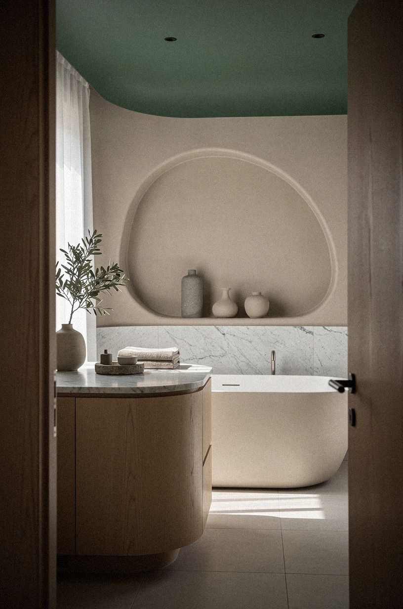 Paint the Ceiling for a Soft Green Cocoon