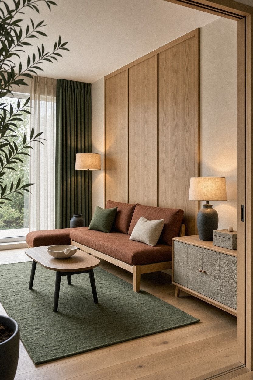 Anchor the panels with a wool rug
