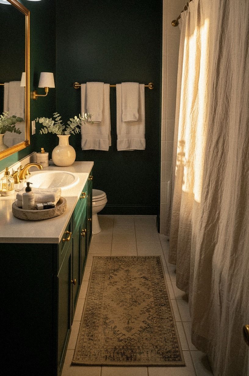 Anchor the floor with a small vintage runner