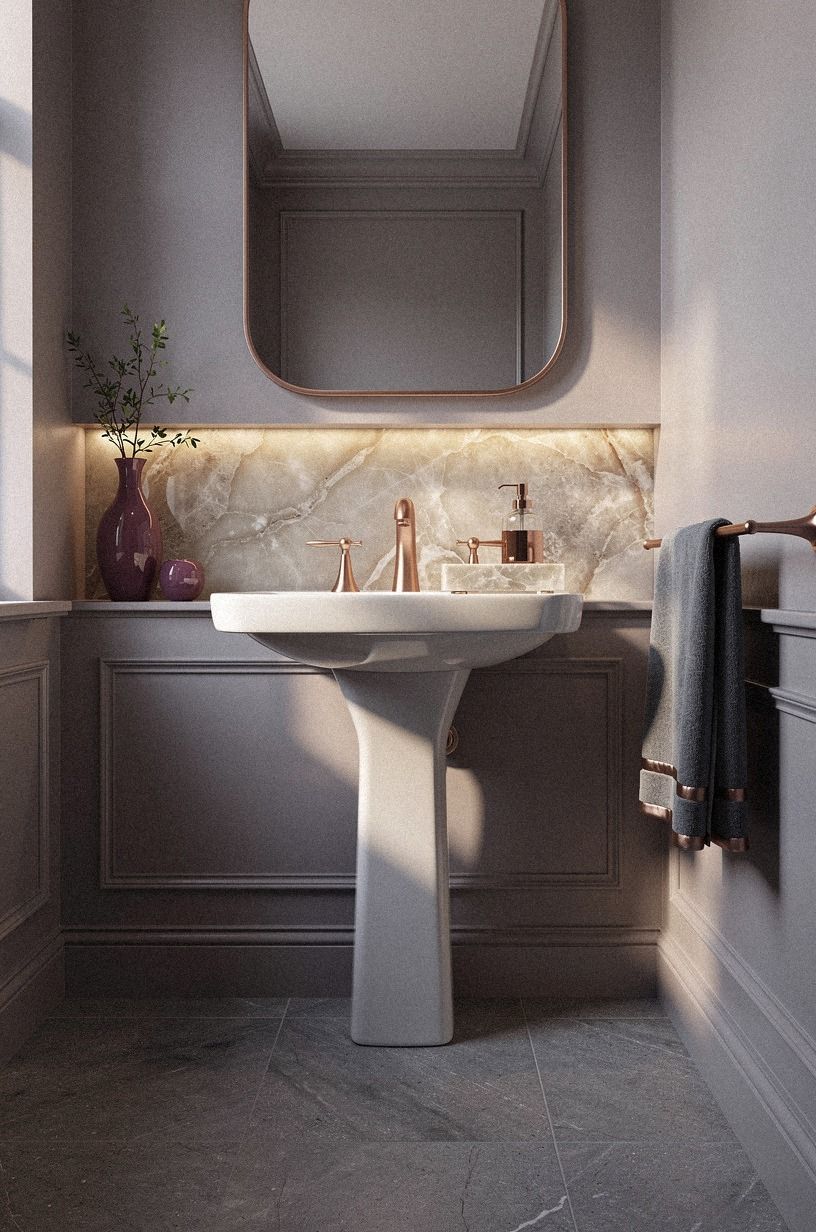 Choose a pedestal sink over a bulky cabinet