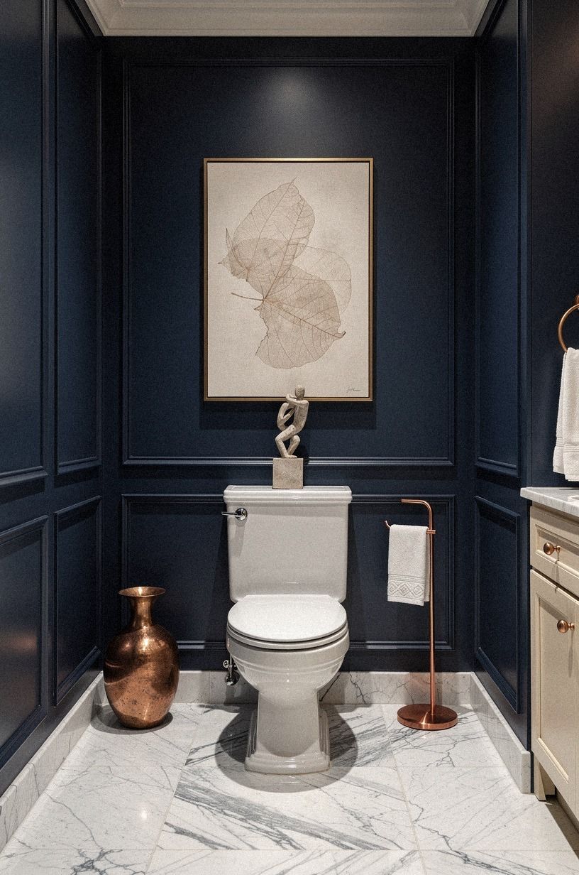 Hang art over the toilet with breathing room